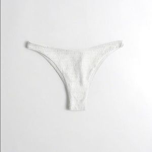 Hollister White Smocked High Leg Bikini Bottoms